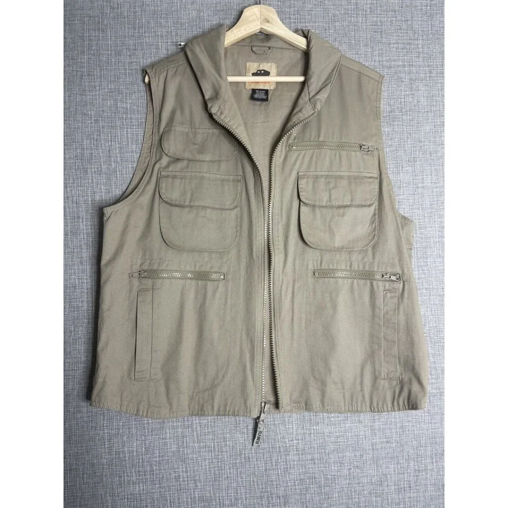 HUMVEE Vest Mens Large Khaki Back Pocket Hunting Photography Fishing Cargo Tan - Picture 10 of 11